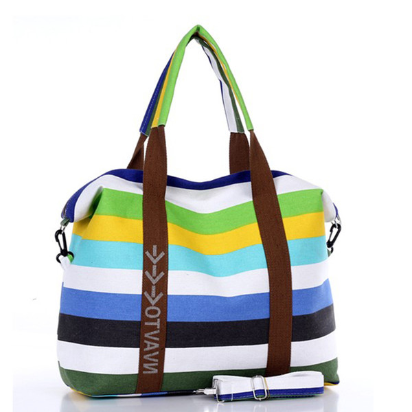 Women Canvas Messenger Bag Female Shoulder Bags Ladies Beach Top-Handle Bags Stripe Tote Shopping Purse Bolsa Large Handbags