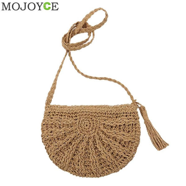 Bohemian Woven Tassel Shoulder Bag Hollow Out Beach Bag Women Crochet Straw Bags Clutch Handmade Knitting Weave Day Clutches