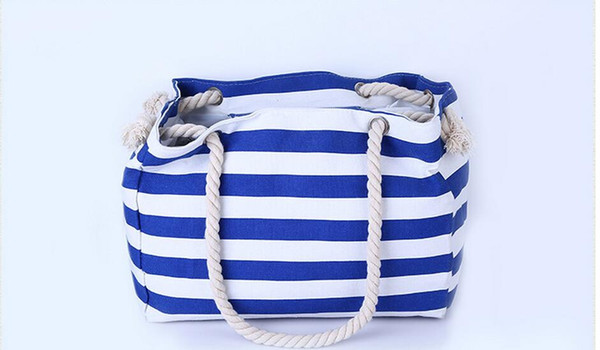 Meloke 2019 Special big Stripe shoulder handbags shopping bag beach handbag new fashion canvas bag wild rough striped beach bag