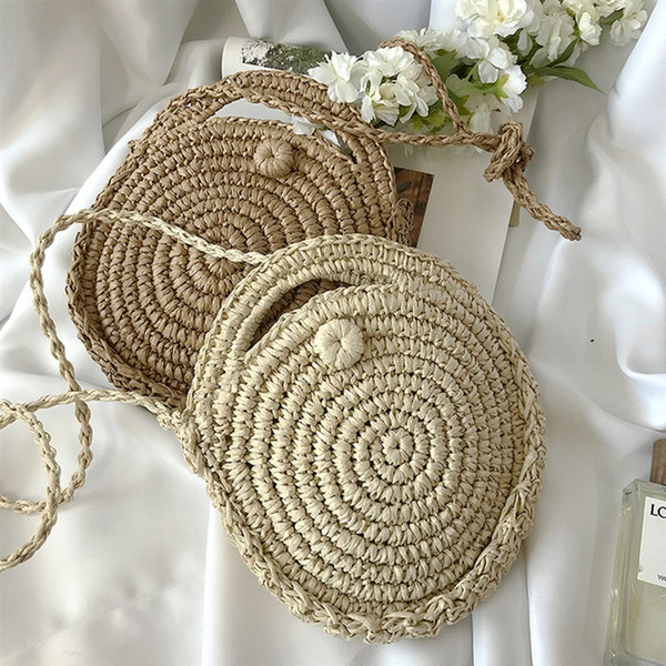 Linion 2018 Handmade Rattan Women Round Handbag Vintage Retro Straw Rope Knitted Bags For Summer Beach Tote