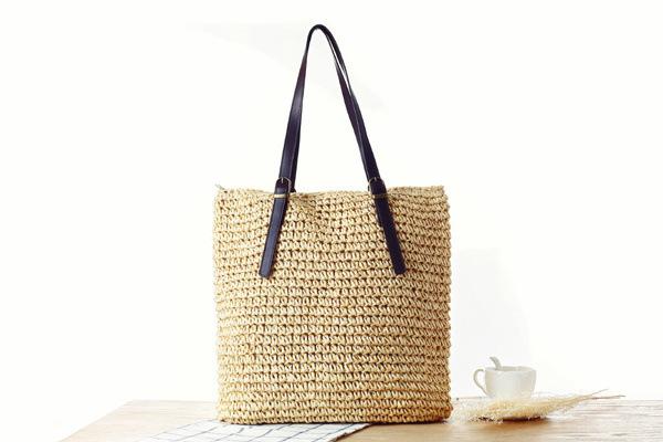 Wholesale 2018 New Simple Solid Color Straw Bags Mori Women's Shoulder Knit Bag Four Seasons Travel Wild Women's Bag