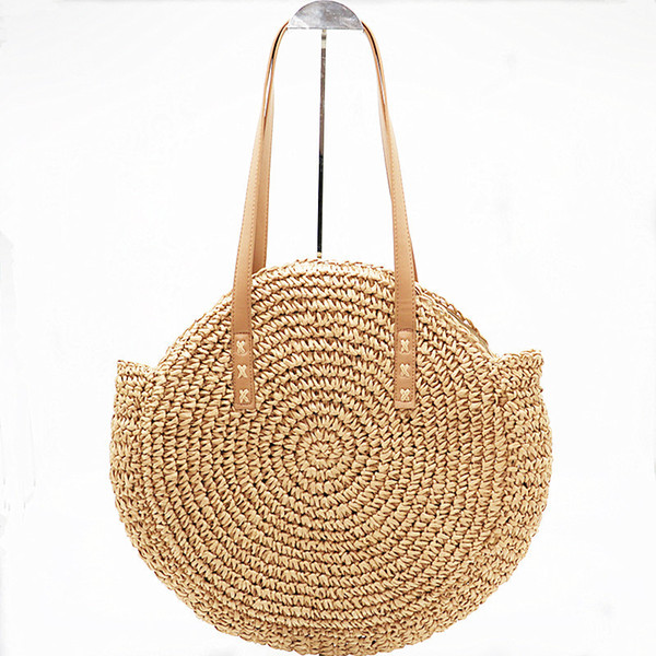 Wholesale 2018 new European and American fashion simple round straw bag temperament single shoulder bag environmental protection beach bag