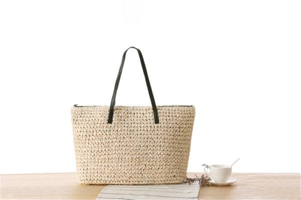 Wholesale 2018 casual forest straw bag simple environmental protection shoulder woven bag summer vacation beach casual handbag