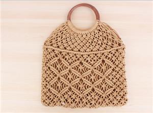 Wholesale and retail new solid color portable woven bag tide female Sen straw package degree handmade cotton rope net pocket beach bag