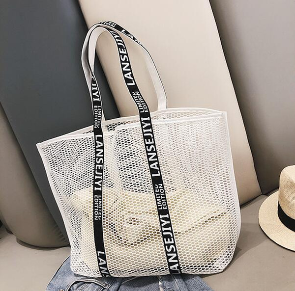 Designer- Women Handbag Luxury Hollow-out Summerc Mesh Female Bag Single Shoulder Bag Oversize Beach Shopping Bag Sail