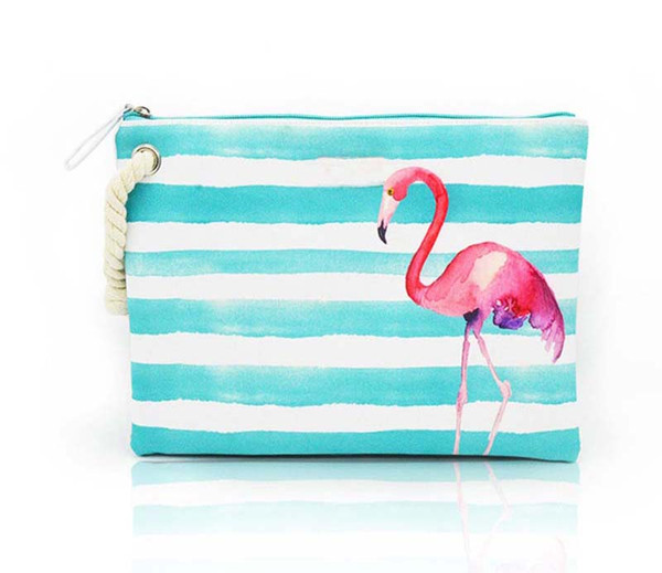 3pcs 2018 Women Canvas Watermelon Fruit Patten Flap Stripes Beach Bags 5colors Ladies Zipper Cosmetic Bags