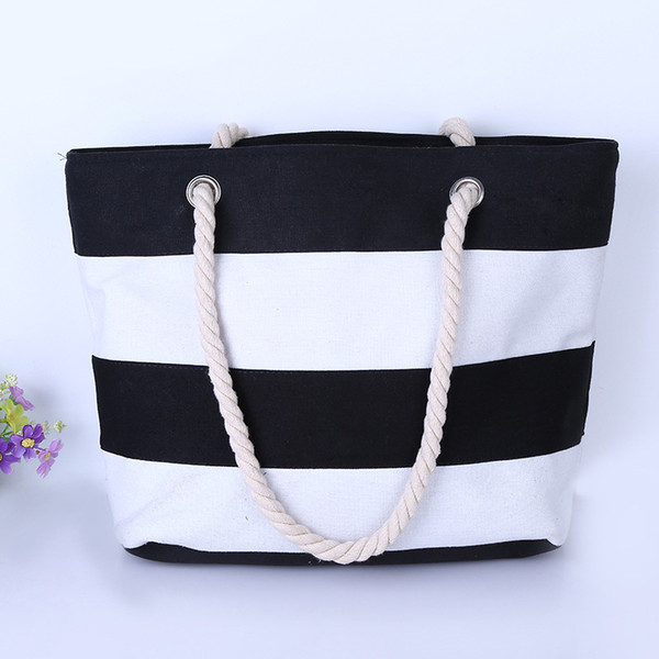 2017 Women Beach Canvas Bag Fashion Color Stripes Handbags Ladies Large beach handbag Totes Casual Bolsa Shopping Bags purses