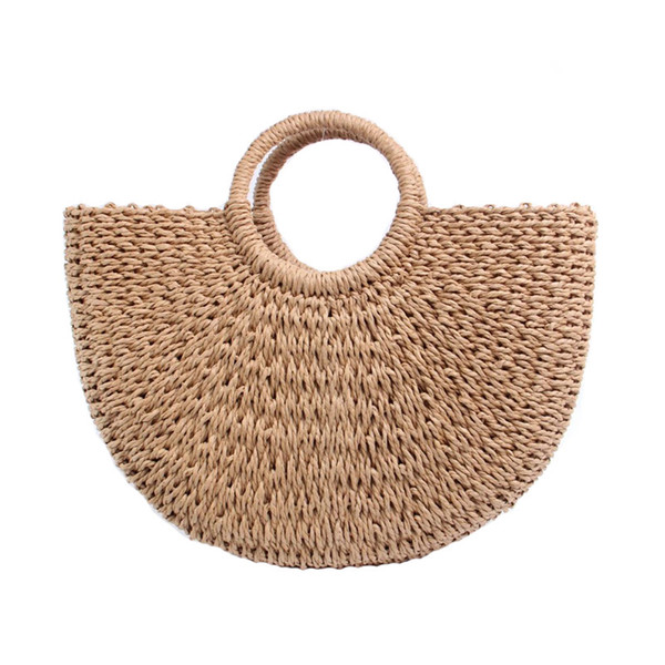 New 2018 Summer Beach Bag Hand Woven Straw Bags Fashion Women Casual Tote Large Capacity Shopping Bags Women Handbags