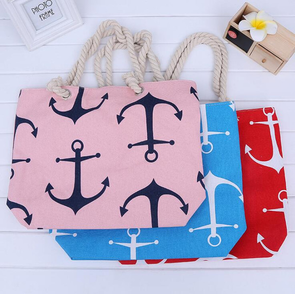 Boat Anchor Handbag Shoulder Bag Women Canvas Messenger Bag Ladies Beach Bags Stripes Anchor Totes Designer Shopping Bags KKA2058