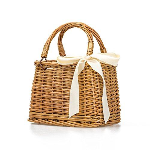 Small Natural Hand-woven Casual Summer Beach Handbags Rectangular Wicker Handbag Basket Purse Retro Summer Women Straw Tote Bag