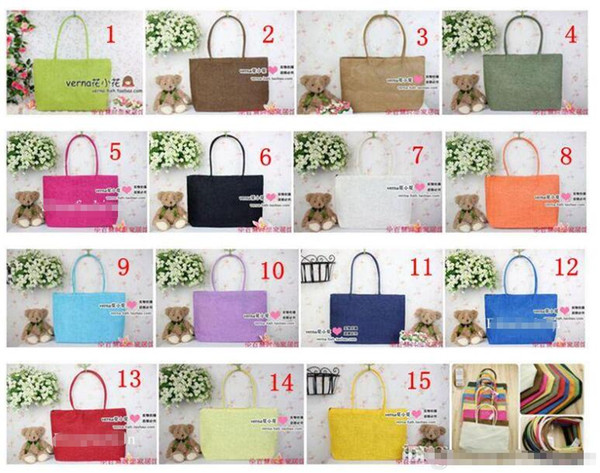 Summer Shoulder Straw Bags Fashion Womens Straw Weave Woven Tote Shopping Bag Straw Beach Bags 16 Colors Free DHL BY0000