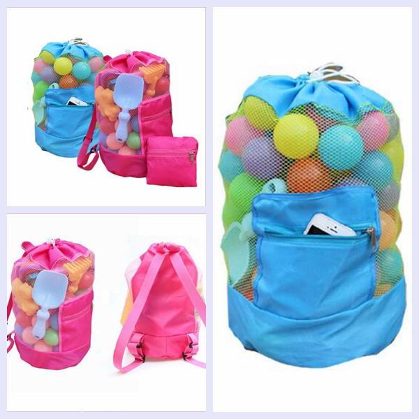 50PCS Kids Beach Toys Receive Bag Folding Mesh Sandboxes Child Sandpit Storage Shell Net Sand Away Beach Mesh Pouch Backpack YYA203