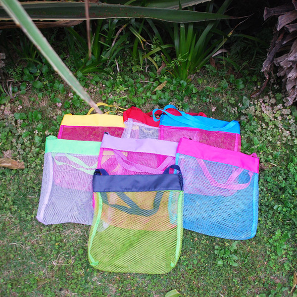 Wholesale Blanks Contrast Colors Mesh Beach Bag Shell Bags for Children Polyester Material in Several Colors DOM103268