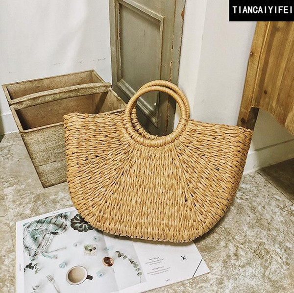 Factory wholesale women handbag simple hand-woven beach bag summer new heavy industry woven dumplings package mass holiday in Create a Handb