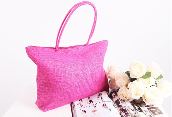 13 Colors Summer Beach Bags Candy Bag Travel Bags Summer Big Straw Shoulder Tote Shopper Beach Bags Purses Knit Bag