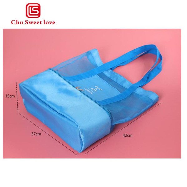 New portable shoulder double insulation bag picnic bag men and women grid beach bag