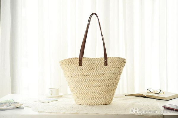 Pop Arrival Summer Beach Women Handbags Lady Straw Shoulder Bags Brand Design Beige Shooping Bag Vintage Tassel Handmade Woven Bolsa Tote