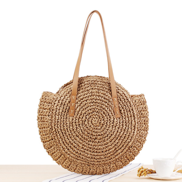 Free shipping Straw Round Bag Hand Woven Beach travel party Bags Braided hollow out Summer Bags Women Natural Handbags