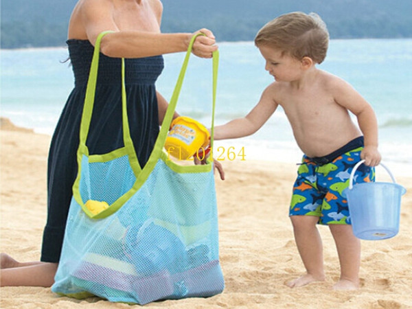 50Pcs/lot Free Shipping large sand away beach mesh bag Children Beach Toys Clothes Towel Bags baby toy collection bag