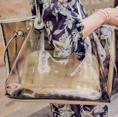 Bag beach bag waterproof crystal jelly transparent skull one shoulder tote handbag women's picture package