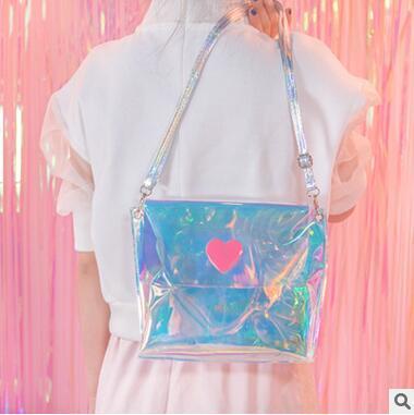 Hot Selling Ladys Laser Shoulder Bag PVC Beach Bags Waterproof Jelly Cross Body Women Girls Cute Small Shoulder Bags Free Shipping