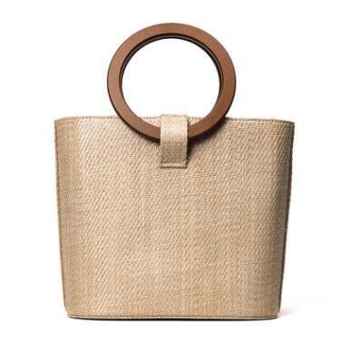 2018 new European and American beach bag woven solid wood wild shoulder Messenger bag