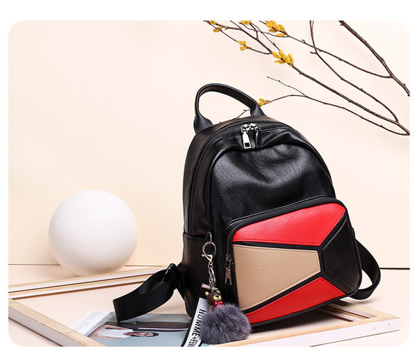 Wholesale 2018 New Shoulder Bag Ladies Backpack College Wind Large Capacity Simple Contrast Color Travel Bag