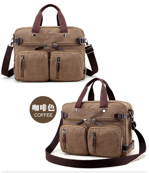 2018 New Retro Fashion Canvas Bag Shoulder Portable Men's Shoulder Bag Multi-Function Travel Computer Bag