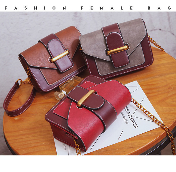 2018 New Women's Bag Simple Fashion Contrast Color Chain Small Square Bag Shoulder Messenger Bag