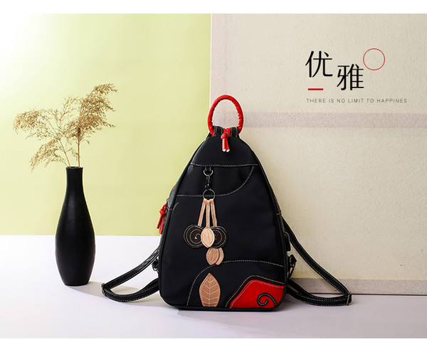 2018 New Korean Version Of The Tde Shoulder Bag Female Stitching Waterproof Nylon Cloth Backpack Fashion Handbagsti