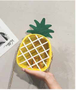 Ins super fire transparent jelly bag personality pineapple shape shoulder bag summer chain slung small bag