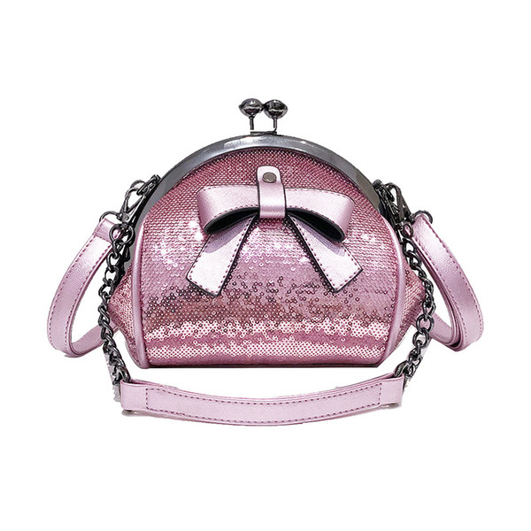 New wave Korean version of the sequins sequin bow shell bag fashion Joker one shoulder slung handbag handbags