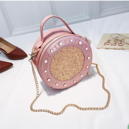 Pu small bag female new wave fashion single shoulder Messenger bag mini round bag sequin chain