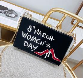 Women's small bag hard shell small box Korean letter printed shoulder bag chain small square bag