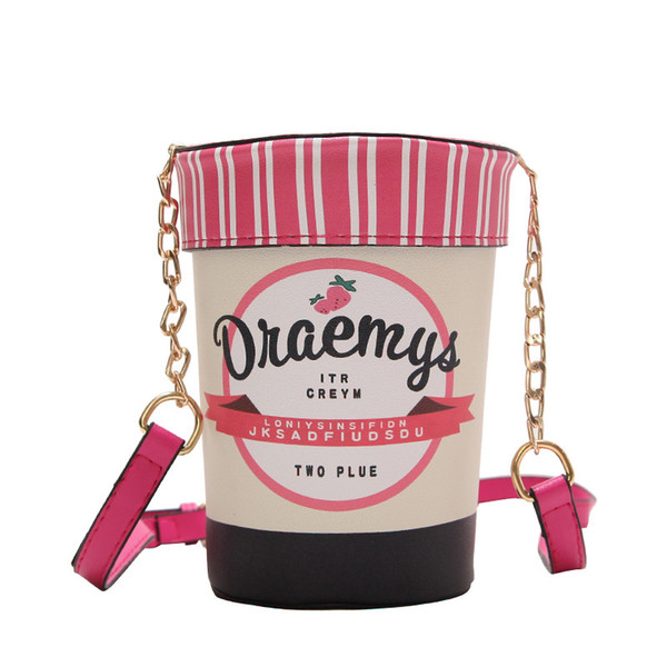 Wholesale New Korean Casual Joker Shoulder Bag Cute Strawberry Fashion Ice Cream Bucket Cola Chain Crossbody Bag