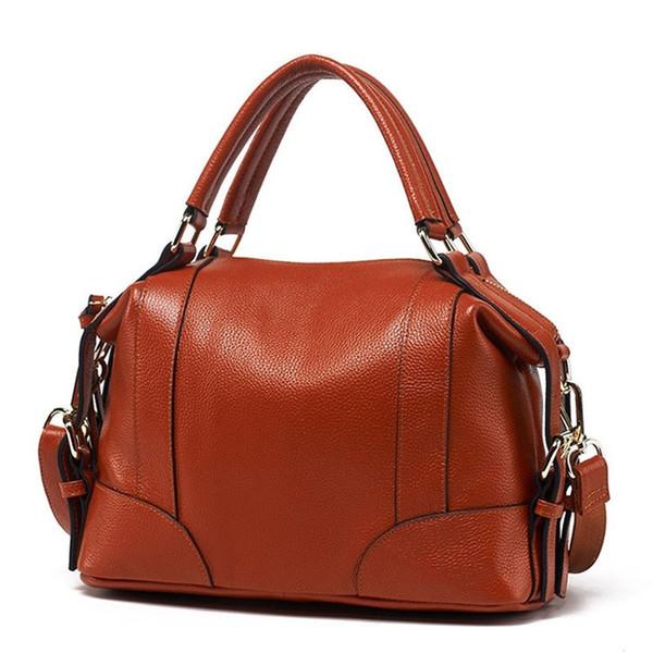 simple wild large-capacity handbag leather simple commuting leather women's shoulder diagonal package