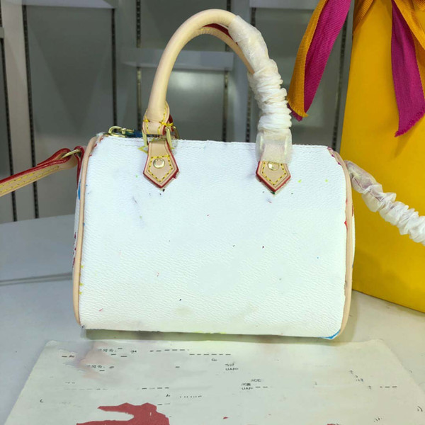 Speedy handbag white color fabric seven color M61252 quality leather bag brand designer handbag shoulder bag