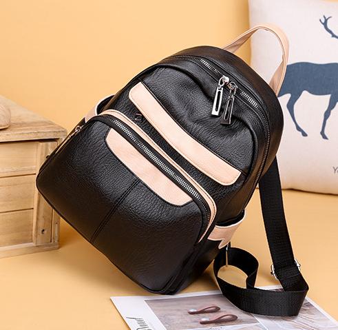 Vintage solid color backpack 2019 new women's PU backpack urban simple trend backpack popular in autumn and winter