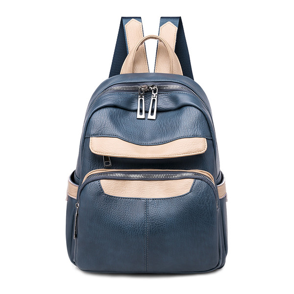 Vintage solid color backpack 2019 new women's PU backpack urban simple trend backpack popular in autumn and winter