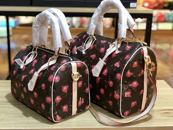 Female Leather Fashion Old Flower Pillow Inclined Shoulder Bag Leboy Handbag Designer Luxury Trend Joker Boston Bags Backpacks 60