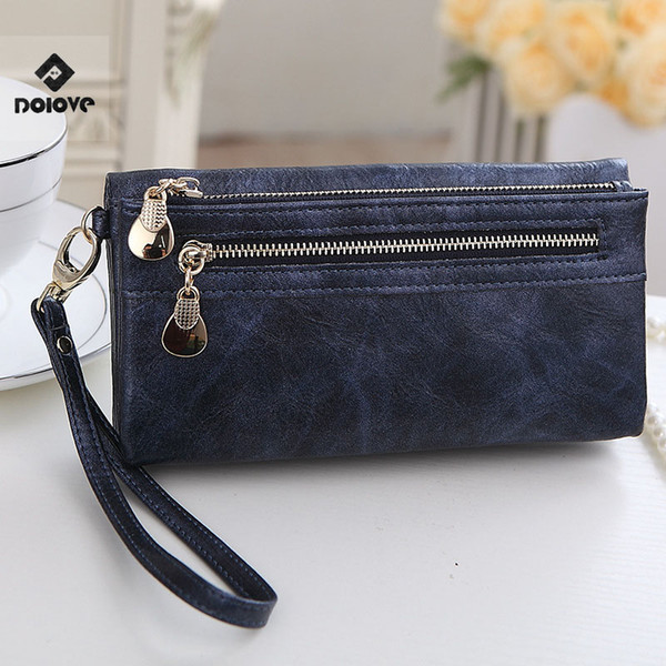 Hot Sale High Capacity Fashion Women Wallets Long PU Leather Wallet Female Double Zipper Clutch Coin Purse Ladies Wristlet