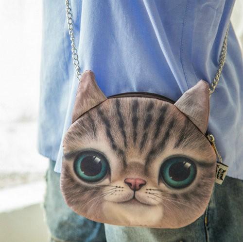 Kawaii Vivid Expressions 3D Cat Messenger Bag Shoulder Bag Chain Bag