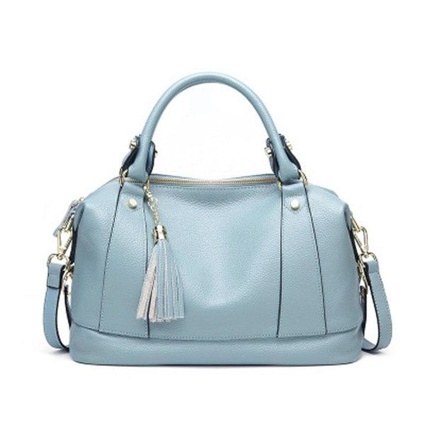 2019 spring and summer new leather handbags tide shoulder bag tassel top layer cowhide handbag Messenger