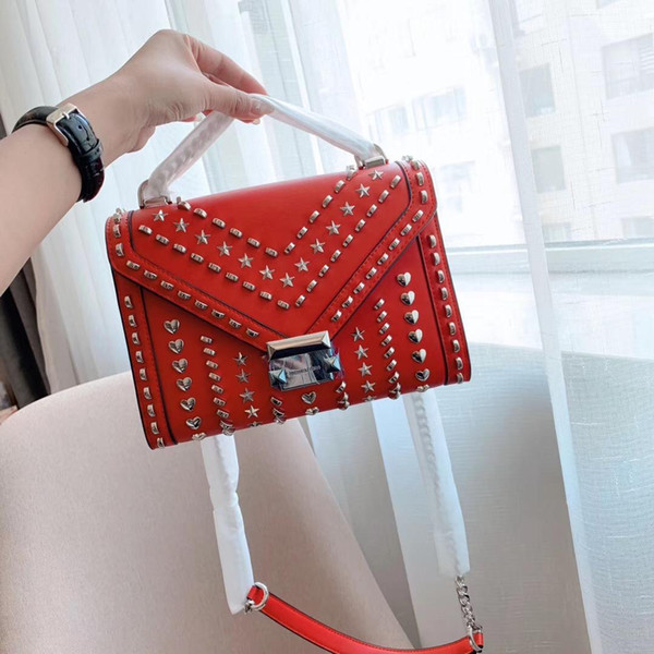New high quality brand ladies handbag leather rivet zipper flip fashion women's casual bag free shipping
