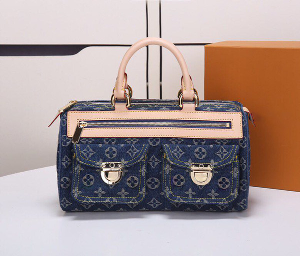 New style limited vintage denim female SPEEDY handbags Jeans Blue Shoulder Bags jean fabric messenger bag travel bags The pillow pack M95019