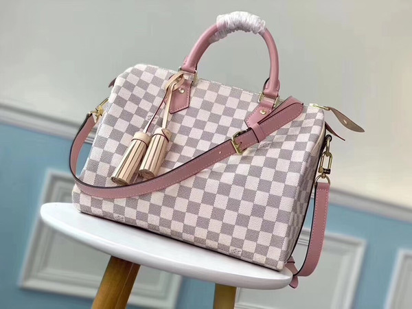 Top quality designer handbag for women 100% real leather brand boston bag classic checker patterm fashion shoulder bag hot sale