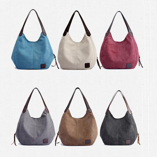 Canvas Shoulder Bag Wholesale Blanks Vintage Canvas Purse with PU Tassel and Zipper Closure Gift Message Bag DOM1061021