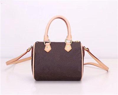 2018 New Orignal Canvas Genuine Leather Lady Messenger Bag Mini Noe Bags Boston Bag Nano Pillow Shoulder Women Handbag 61252