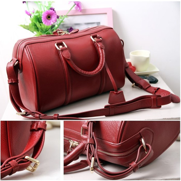 The new fashion 2018 in Europe and Boston real genuine leather handbags leather bag shoulder diagonal pillow bag