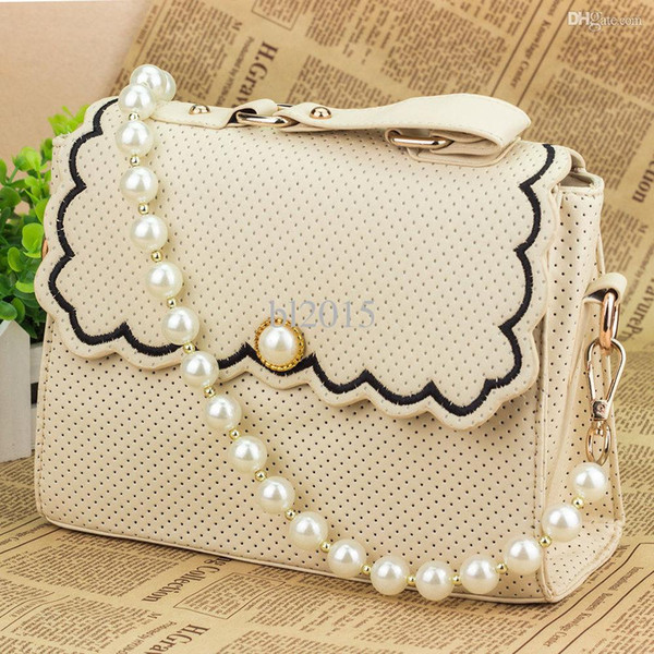 Elegant Beige Fashion Ladies Girls Women's Clutch Handbag Pearl Shoulder Bag Purse, Free & Drop Shipping